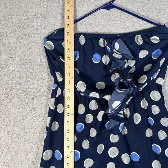 Banana Republic Mini Tube Dress Womens 0 Navy Polka Dot Y2K Ruffle Empire Waist - Picture 4 of 10